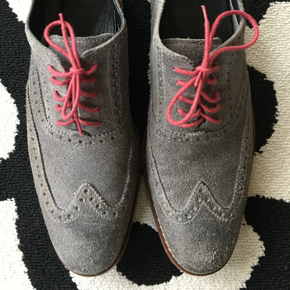 Cole Haan Gray Suede/Nubuck Oxfords Wingtips